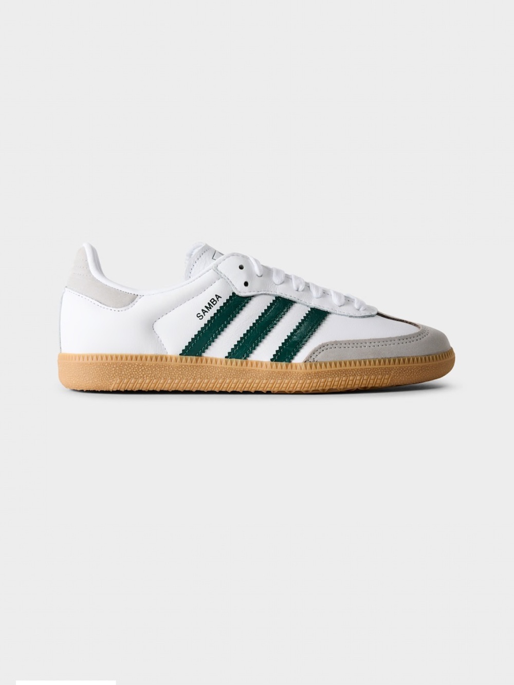NIB Adidas Samba Leather Sneaker in White with Green Stripes Women